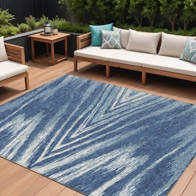 HomeRoots Abstract Transitional Rectangle Outdoor Rug