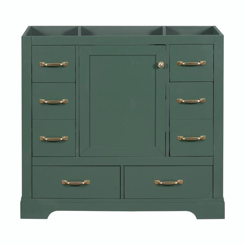 36" Bathroom Vanity with Sink Combo: Six Drawers, Multi-Functional Divider, Adjustable Shelf
