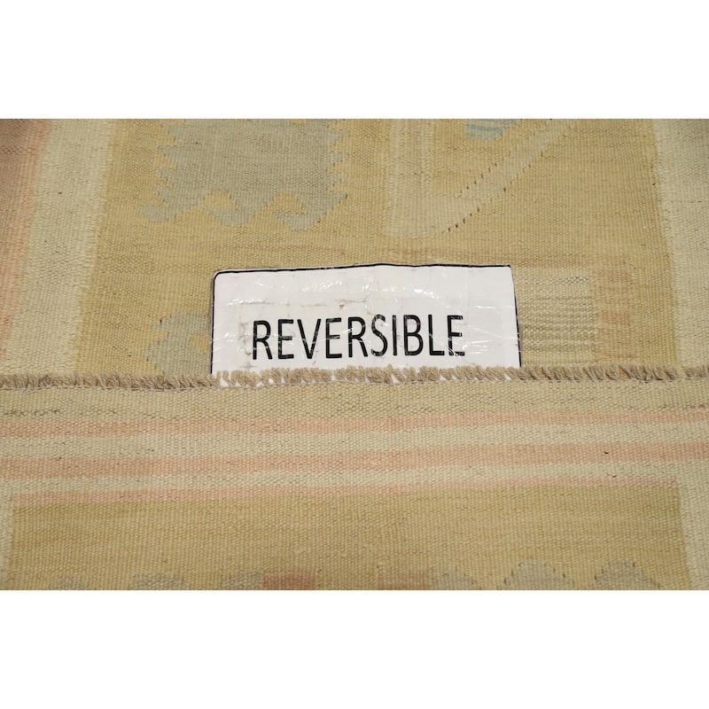 Hand Woven Oriental 100% Wool Carpet Southwestern Tribal Yellow & Gold Kilim Area Rug - 4' 9'' X 3' 2''