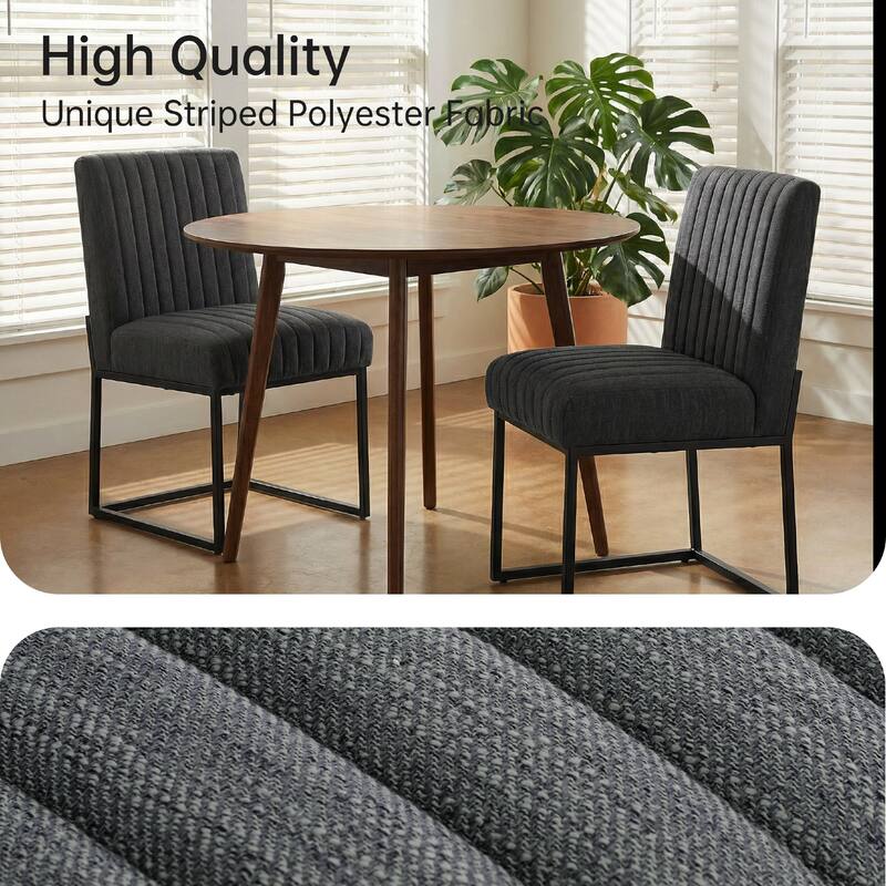 Mid Century Modern Dining Chair with Black Metal Legs