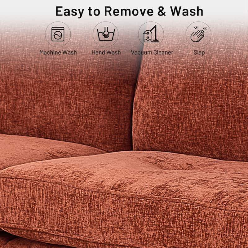 Modern 82 in. Square Arm Chenille Upholstered Rectangle Loveseat Sofa with USB Ports