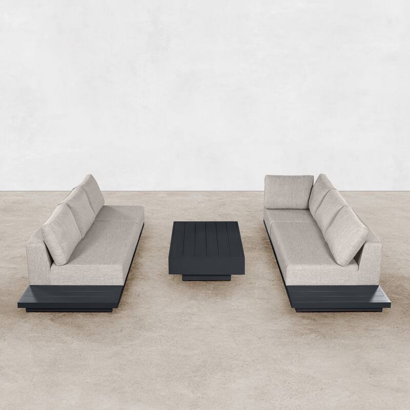 Oslo Aluminum Outdoor Upholstered Sectional Lounge Set- 7-Piece