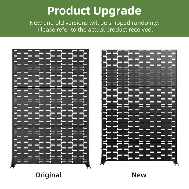 72" H×47"W Dovelina Black Outdoor Freestanding Metal Privacy Screen Decorative Garden Fence