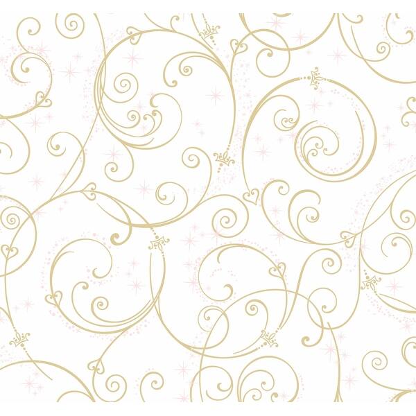 slide 2 of 6, Disney Princess Perfect Scroll Gold Glitter Wallpaper