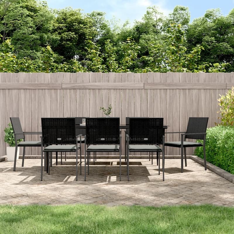 vidaXL 3/5/7/9 Piece Patio Dining Set with Cushions Poly Rattan and Steel