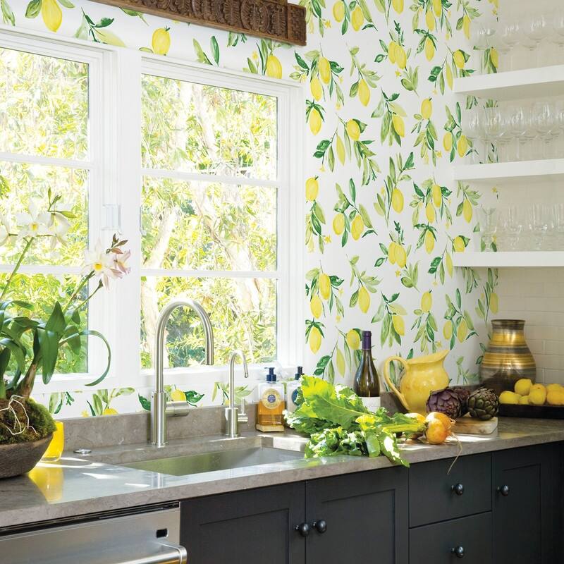 Brewster Limon Chartreuse Fruit Wallpaper - 20.5in x 396in x 0.025in