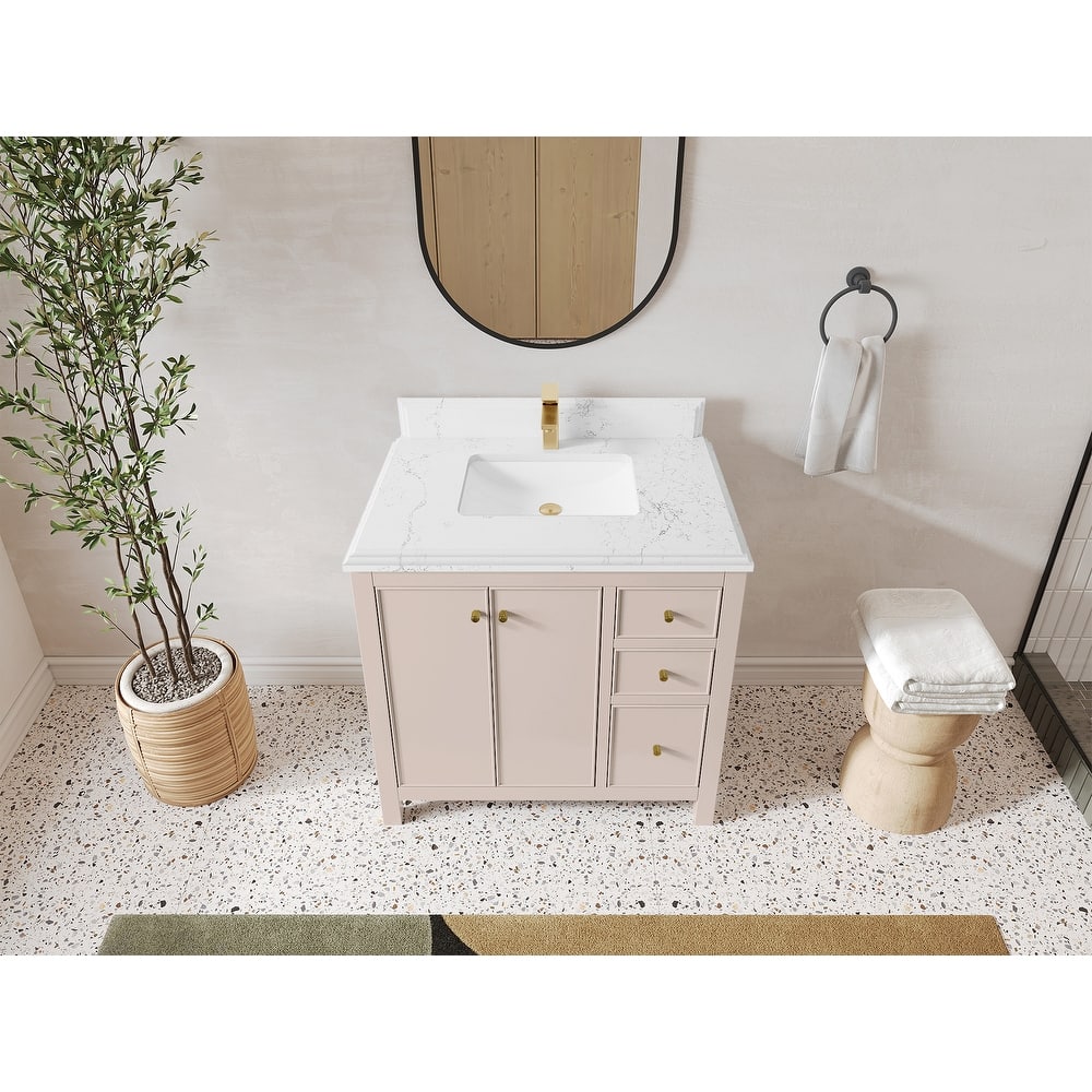 Willow Collections 36 in. W x 22 in. D Chicago Center Sink Left Bathroom Vanity with Countertop