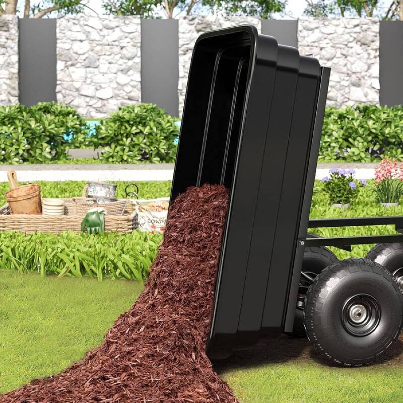 600 LBS Capacity Garden Cart, Heavy Duty Poly Dump Cart for Landscaping and Gardening