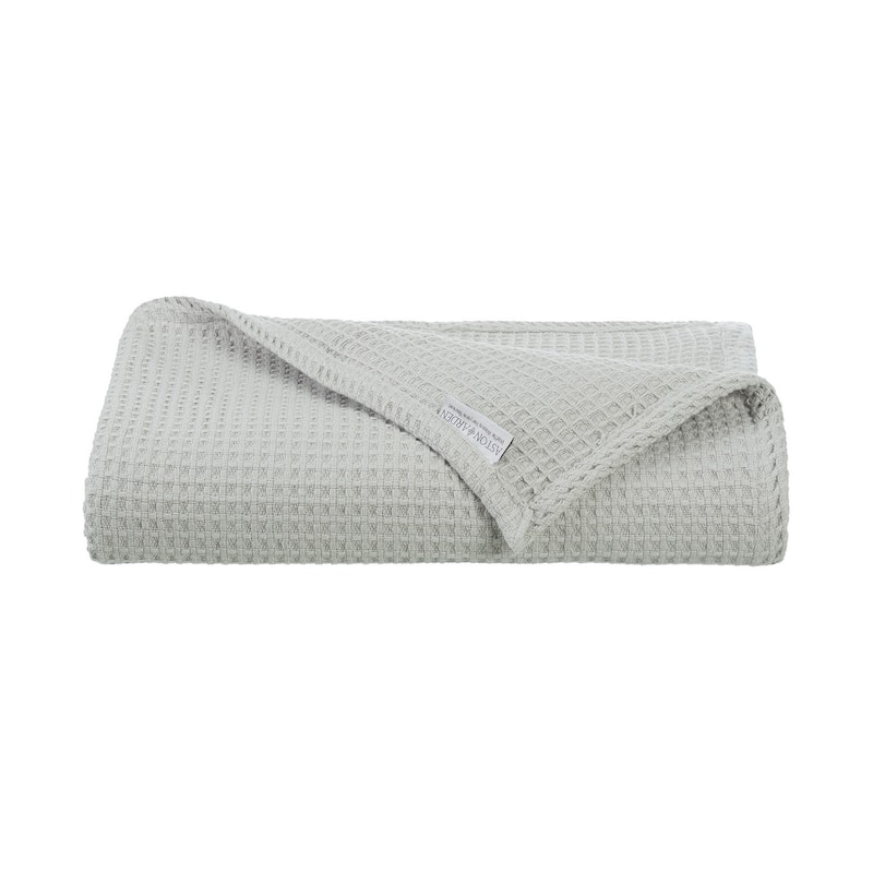 Aston & Arden Waffle Weave Cotton Blanket - Full/Queen - Light Grey