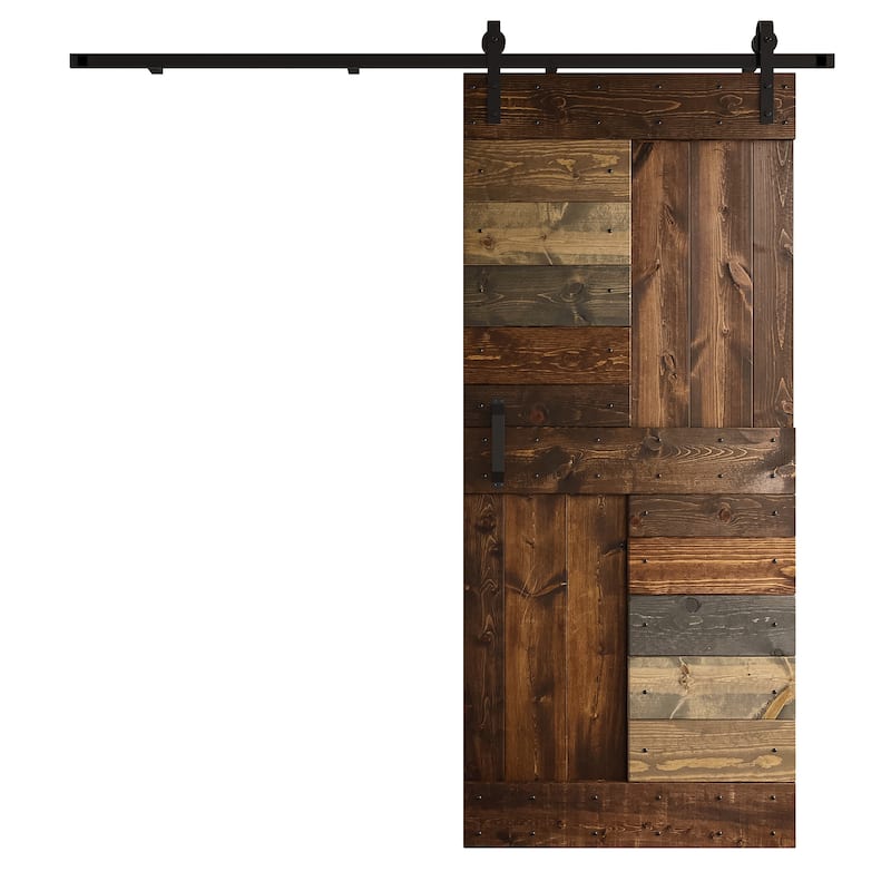 Coast Sequoia 24in./30in./36in./42in. x 84in. S Series Multi-Color Pine Wood Sliding Barn Door With Hardware Kit - 36in.x 84in. - Multi Color