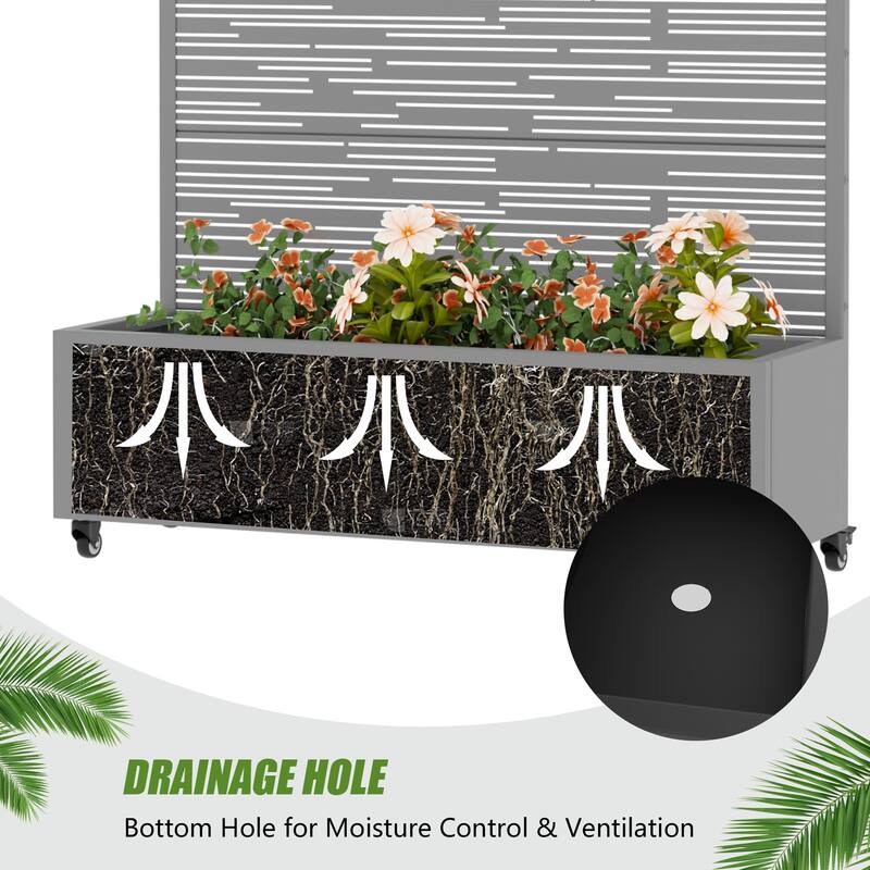 Raised Garden Bed Planter with Trellis Movable Planter Box with Lockable Wheels