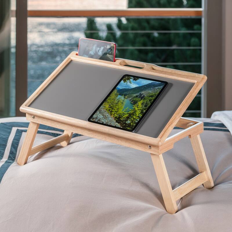 Arlo Breakfast Tray with Flip Top Gray and Natural Finish