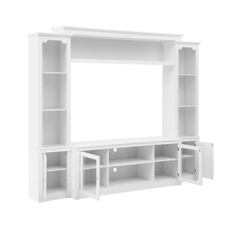 Living Room Entertainment Center Wall Unit Media Console for TVs Up to 65", Integrated TV Stand Bookshelf and Display Cabinet