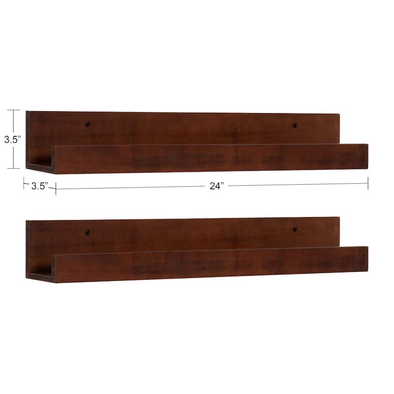 Levie 24 inch 2-Pack Wood Wall Picture Frame Holder Ledge