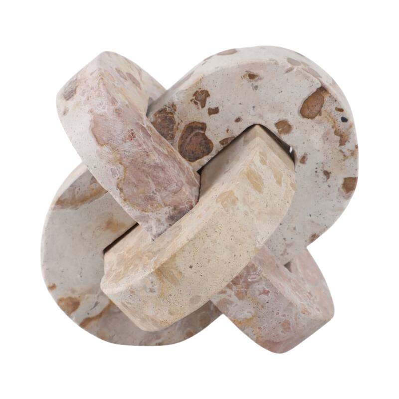 Stone Marble Decorative Object Interlocking Sculptural Form Accent