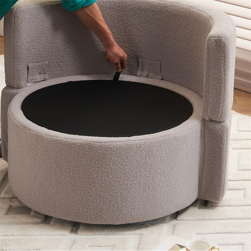 Teddy Fabric Swivel And Storage Chair w/Back Cushion For Living Room
