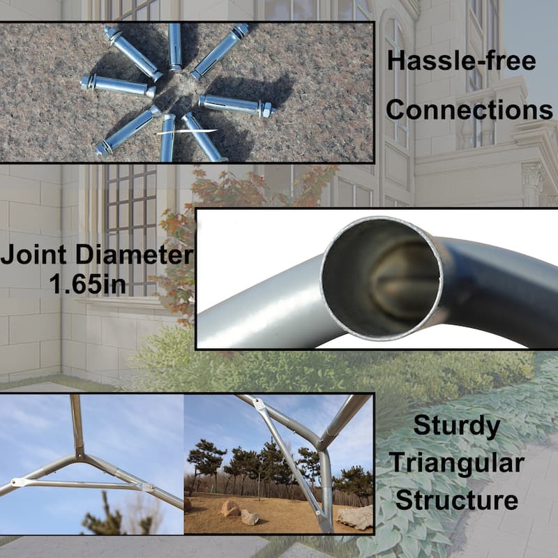 GDFStudio - Penman Heavy Duty Canopy Garage with Removable Sidewalls and Roll-up Ventilated Windows & Door