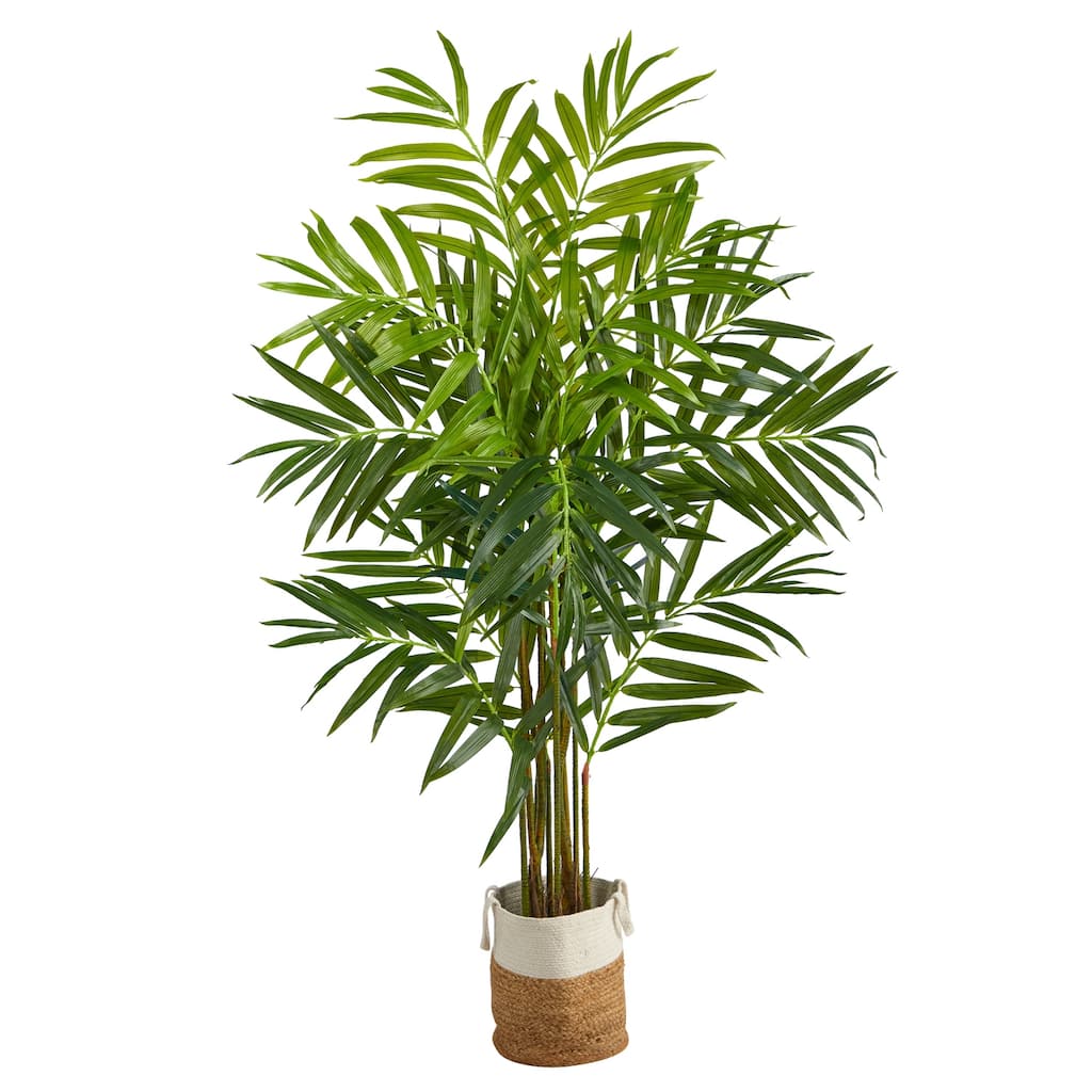 8Ft King Palm Tree Artificial Indoor Outdoor, Realistic Faux Palm Tree with Planter, Living Room Decor