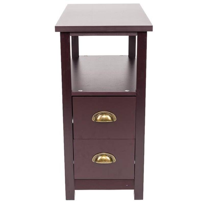 Double-tier Coffee Side Table with Two Drawers Coffee