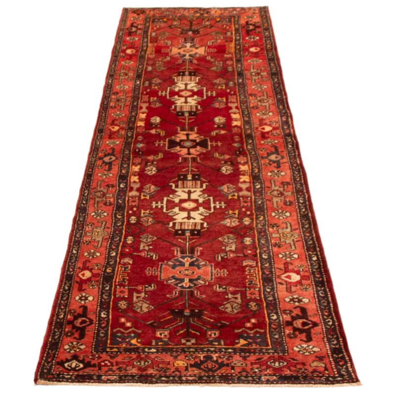 ECARPETGALLERY Hand-knotted Anadol Dark Red Wool Rug - 3'5 x 10'10