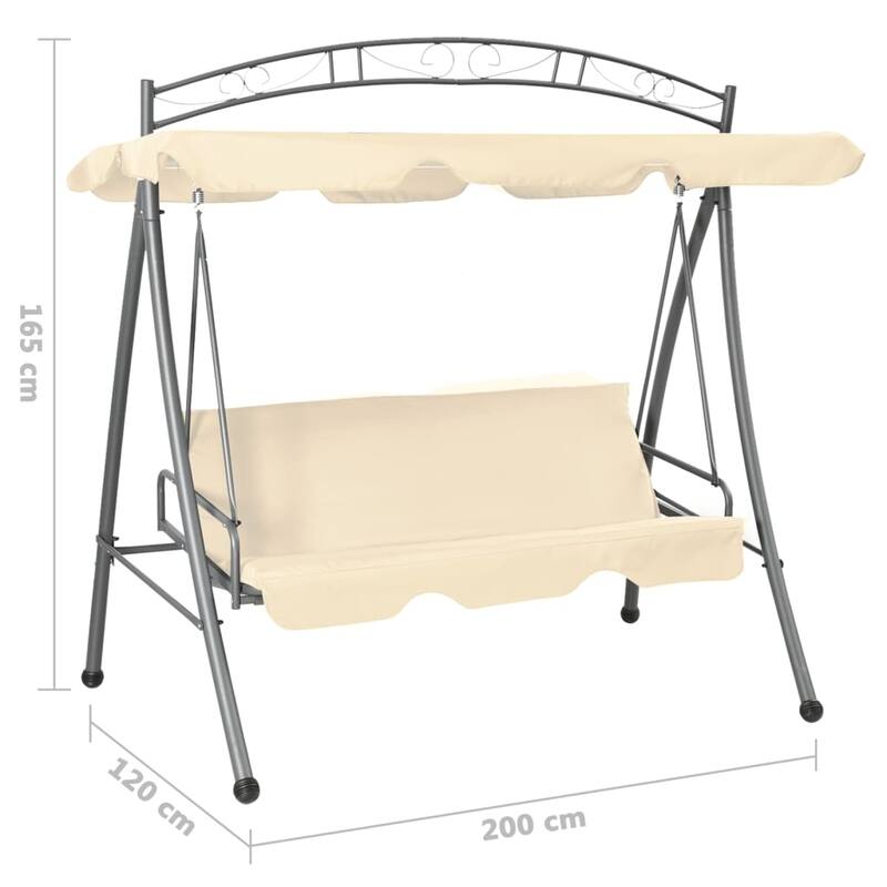 vidaXL Patio Swing Chair Outdoor Bench with Canopy and Cushion Swing Seat
