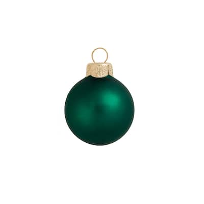 Matte Glass Christmas Ball Ornaments 2.75" 70mm Emerald Green 12ct