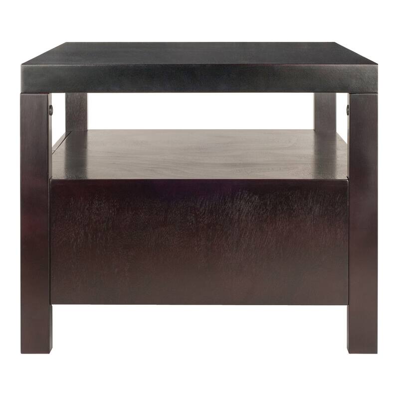 18.25" brown rectangle coffee table with two drawer
