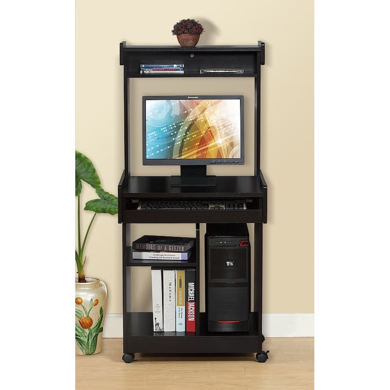Microwave Cart with Gliding Shelf and Locking Castor Wheels