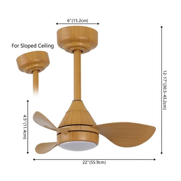 dimension image slide 4 of 5, JONATHAN Y 22" Smart LED Ceiling Fan, 6-Speed, Dimmable, App & Remote Control