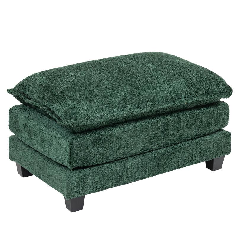 Boucle Oversized Sofa with Ottoman, Double Deep Cushion, Thick Armrests, and High-Resilience Sponge