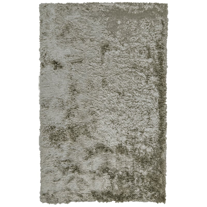 Kelim Lustrous Shimmering Shag Area Rug - 1'-8" x 2'-10" - Silver Sage