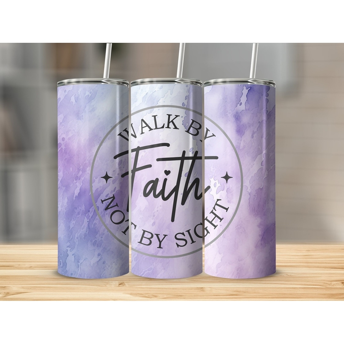 Walk By Faith Christian Libbey Glass Tumbler with Lid and Straw Walk By Faith Christian Libbey Glass Tumbler with Lid and Straw