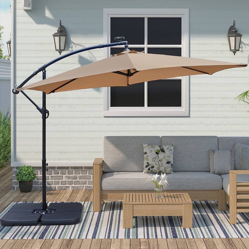 Maypex 10 Feet Solar Offset Outdoor Patio Umbrella