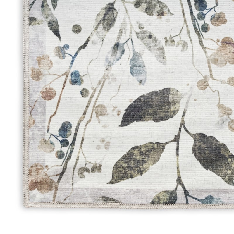 Nude Power Loomed Floral Traditional Non Skid Low Pile Area Rug By HomeRoots - 96' X '26' X '0.25