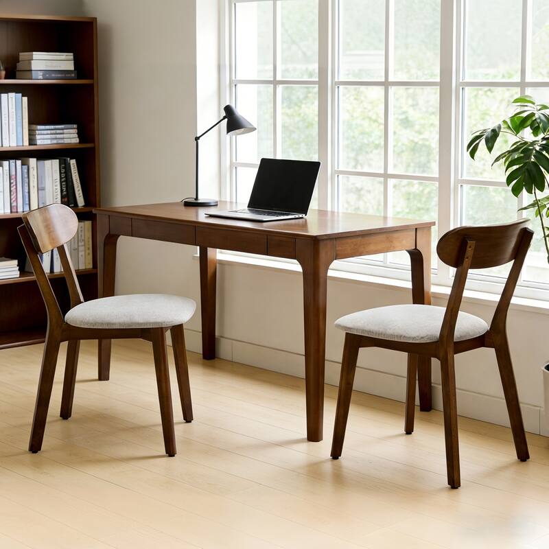 Solid Wood Dining Chairs Set of 2, Mid Century Modern Dining Chairs with Upholstered for Dining Room, Kitchen