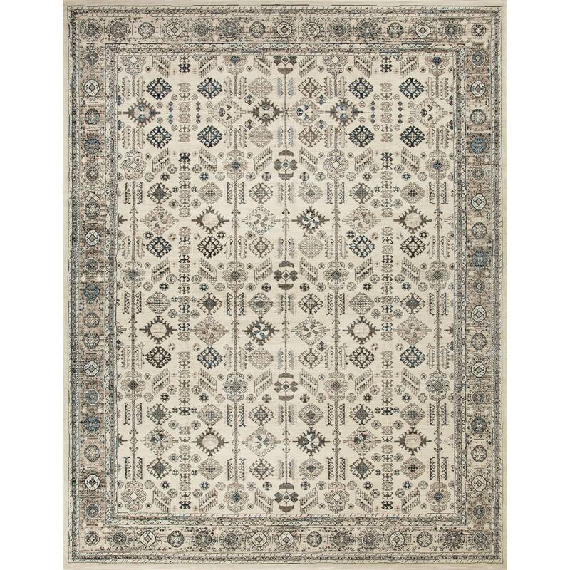 Anila Collection Ivory/Beige/Brown/Blue Transitional Oriental Area Rug - 9'5 X 13