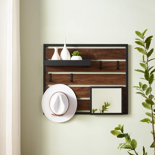 slide 2 of 18, Middlebrook Designs Modern Industrial Wall Organizer Dark Walnut/Black
