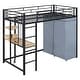 preview thumbnail 51 of 78, Modern Loft Bed with Desk & Wardrobe, Metal Loft Bed Frame with Shelves, USB Power Outlet, LED Light, for Kids Teens Adults