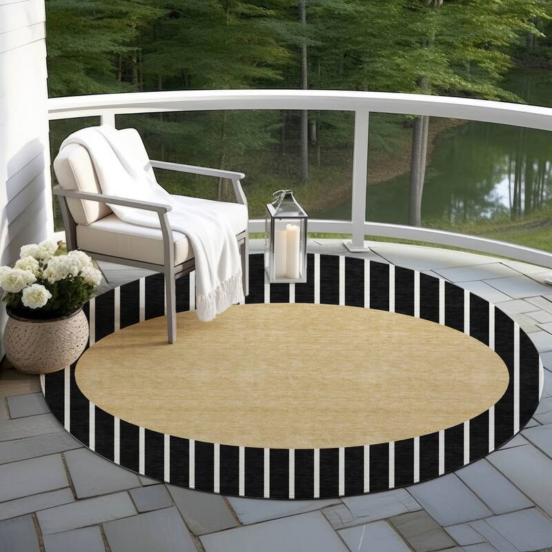 Machine Washable Indoor/ Outdoor Modern Sunrise Chantille Rug