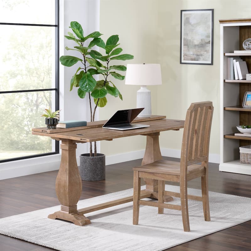 Napa 60" Solid Wood Pedestal Flip-top Sofa Console Table