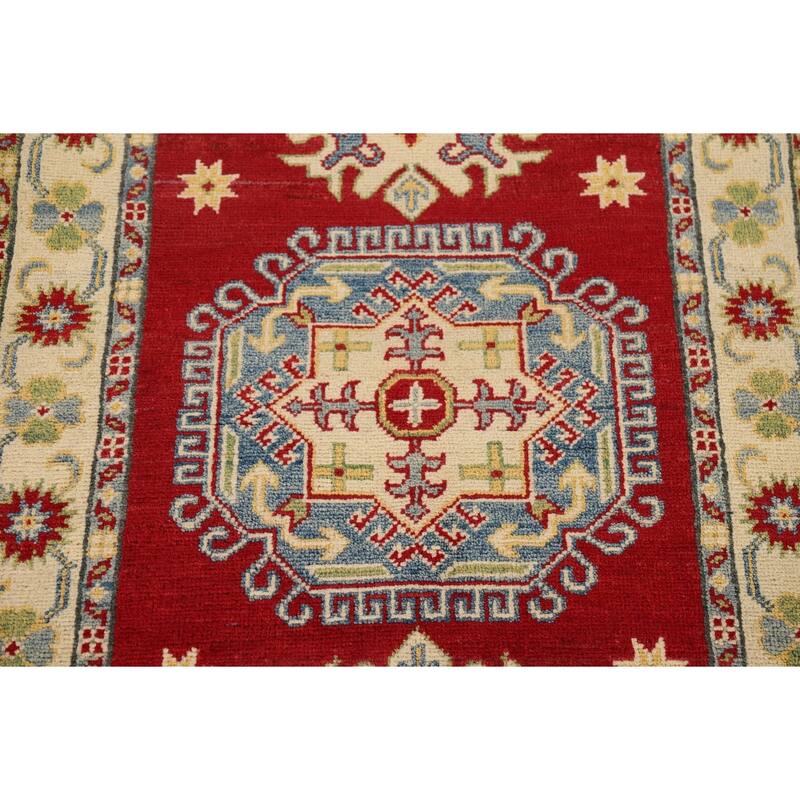 Red Kazak Foyer Rug Handmade Traditional Wool Carpet - 2'9" x 4'1"