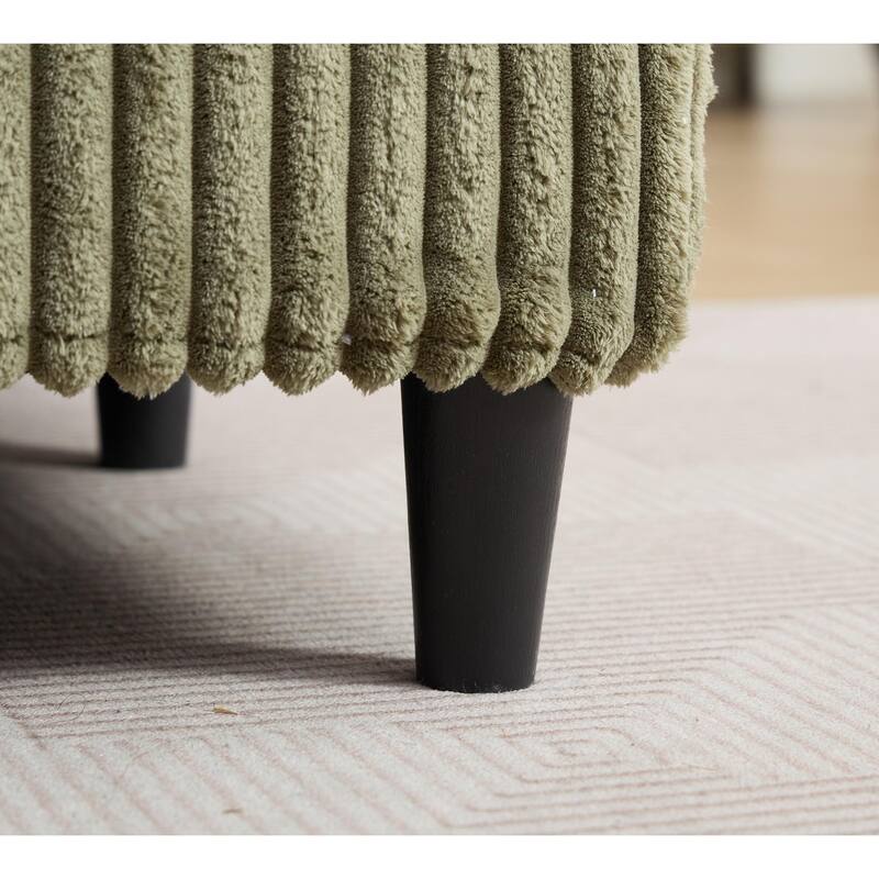 Oversized Corduroy Chaise Lounge Chair, Adjustable 4-Gear Reclining Sleeper Sofa Bed, Living Room Deep Seat Leisure Sofa Chair