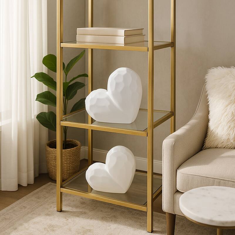 Modern Stone Ceramic Geometric Heart Sculpture