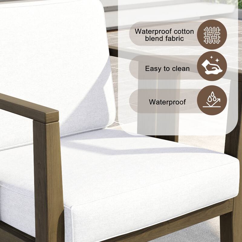 Uixe 3-piece Teak Solid Wood Outdoor Arm Chairs with Side Table Set