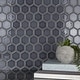preview thumbnail 10 of 14, Merola Tile Hudson Due 2" Hex Imperial Grey 10-7/8" x 12-5/8" Porcelain Mosaic Floor and Wall Tile
