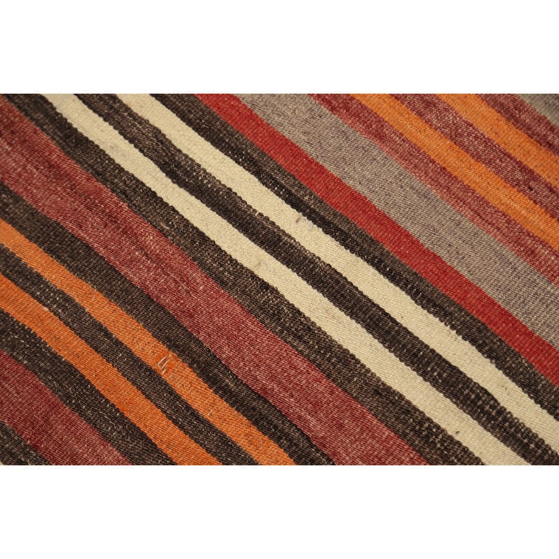 Hand Woven Oriental 100% Wool Carpet Southwestern Geometric Multi-Colored Kilim Area Rug - 10' 9'' X 4' 9''