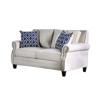 Chenille Loveseat with Large Track Arms Design in Dark Brown