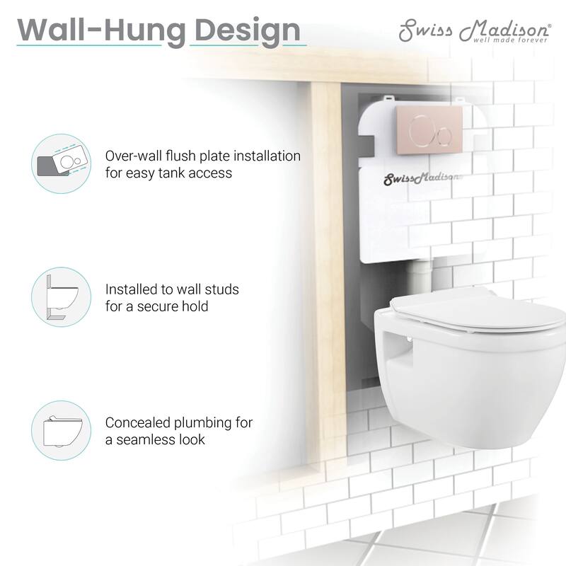 Ivy Wall Hung Elongated Toilet Bowl 0.8/1.28 GPF Dual Flush