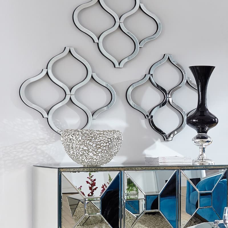 Allan Andrews Decorative Lattice Beveled Accent Wall Mirror - Silver