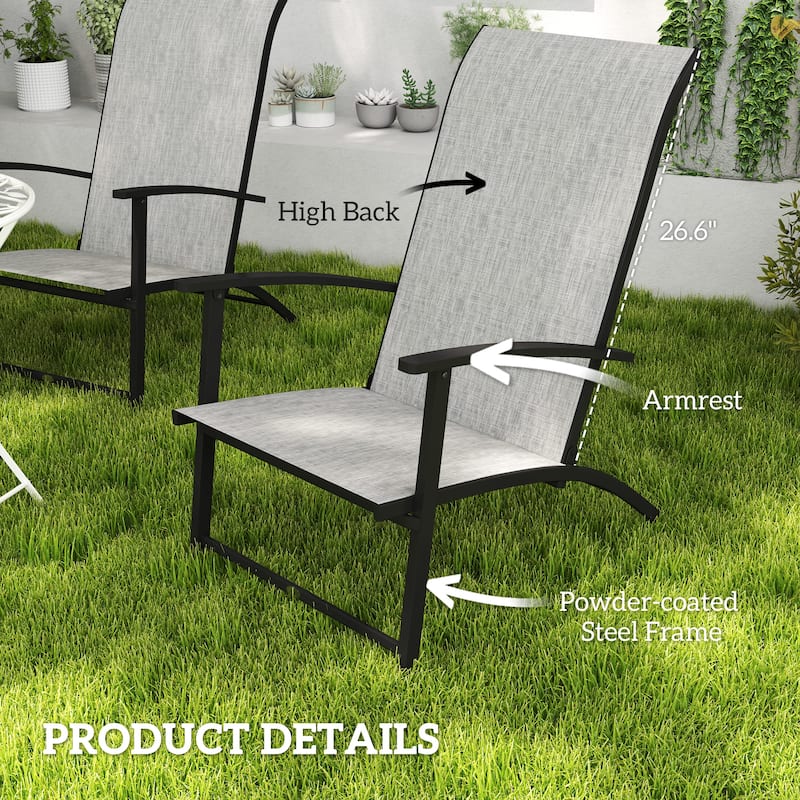 Metal Mesh Folding Patio Chairs Set of 2 with Armrests - 23.6" W x 31.9" D x 33.9" H